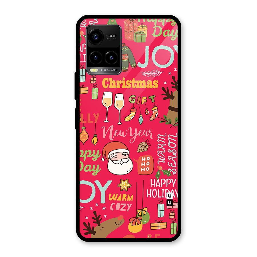 Christmas Joy Happy Day Glass Back Case for Vivo Y21T