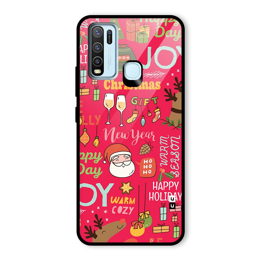 Christmas Joy Happy Day Glass Back Case for Vivo Y50