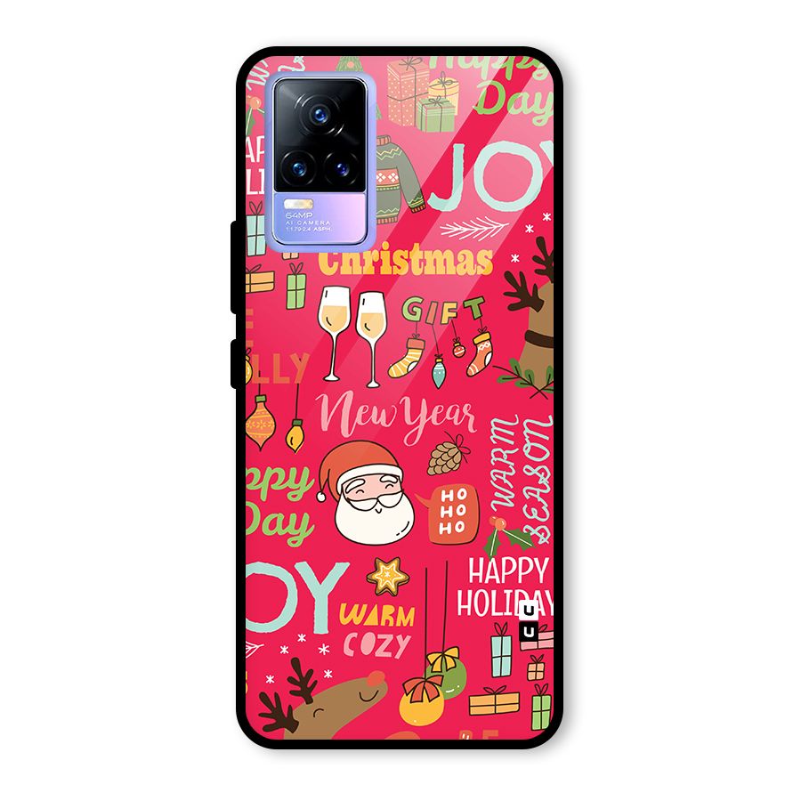 Christmas Joy Happy Day Glass Back Case for Vivo Y73