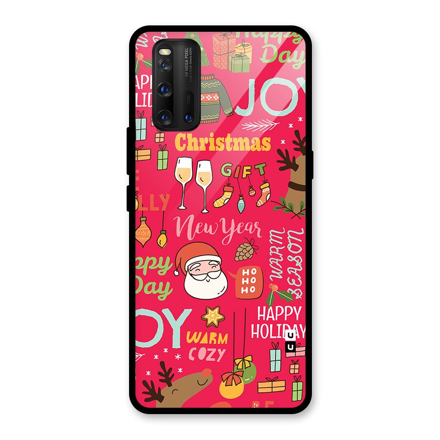 Christmas Joy Happy Day Glass Back Case for Vivo iQOO 3