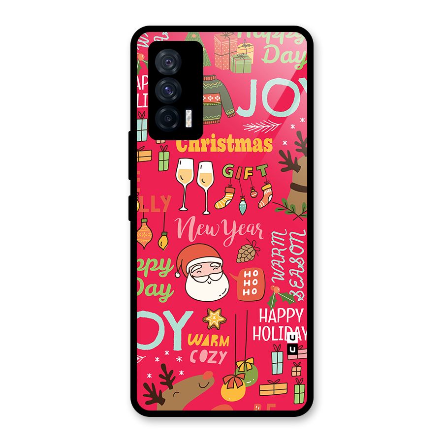 Christmas Joy Happy Day Glass Back Case for Vivo iQOO 7 5G