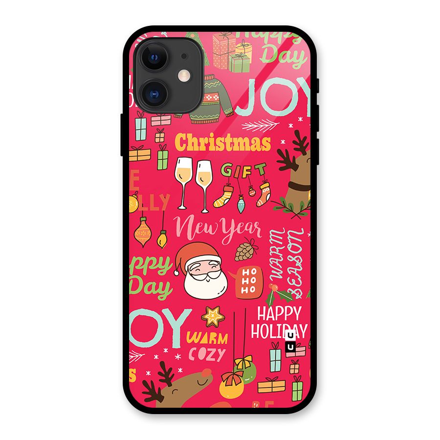 Christmas Joy Happy Day Glass Back Case for iPhone 11