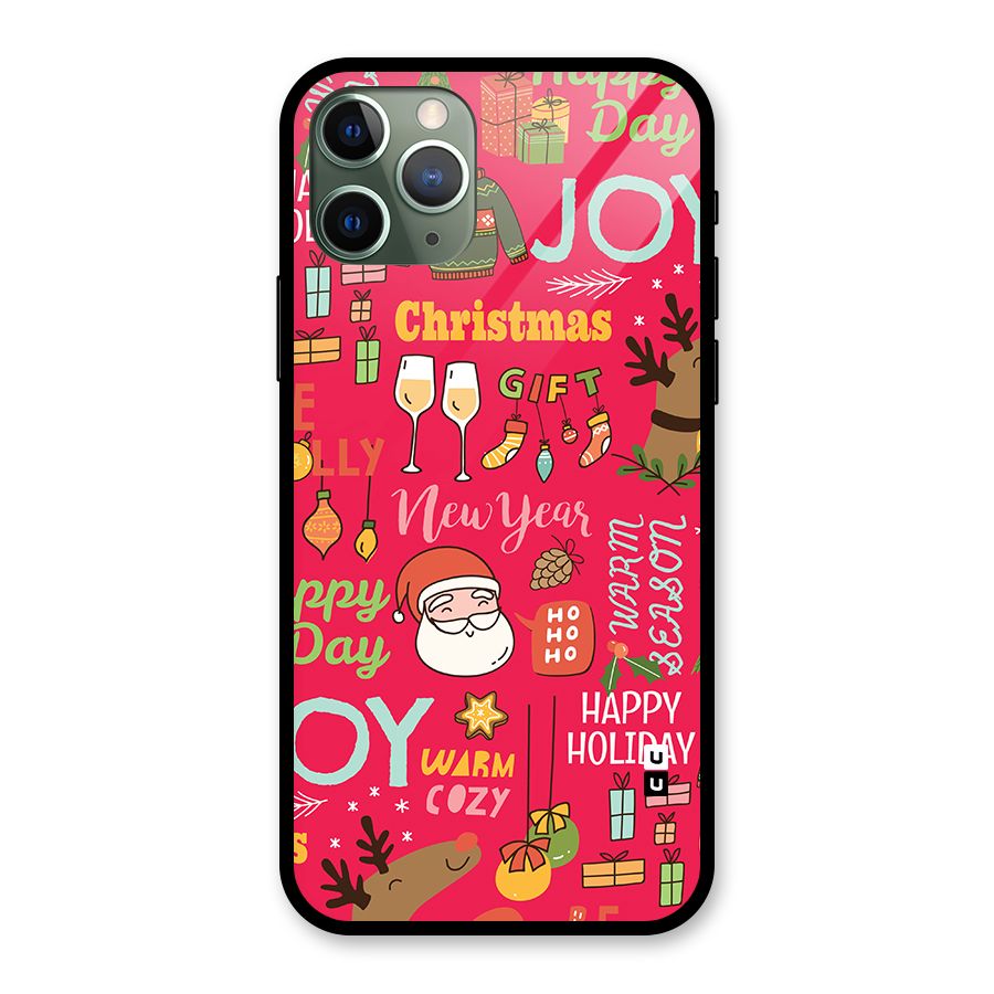 Christmas Joy Happy Day Glass Back Case for iPhone 11 Pro