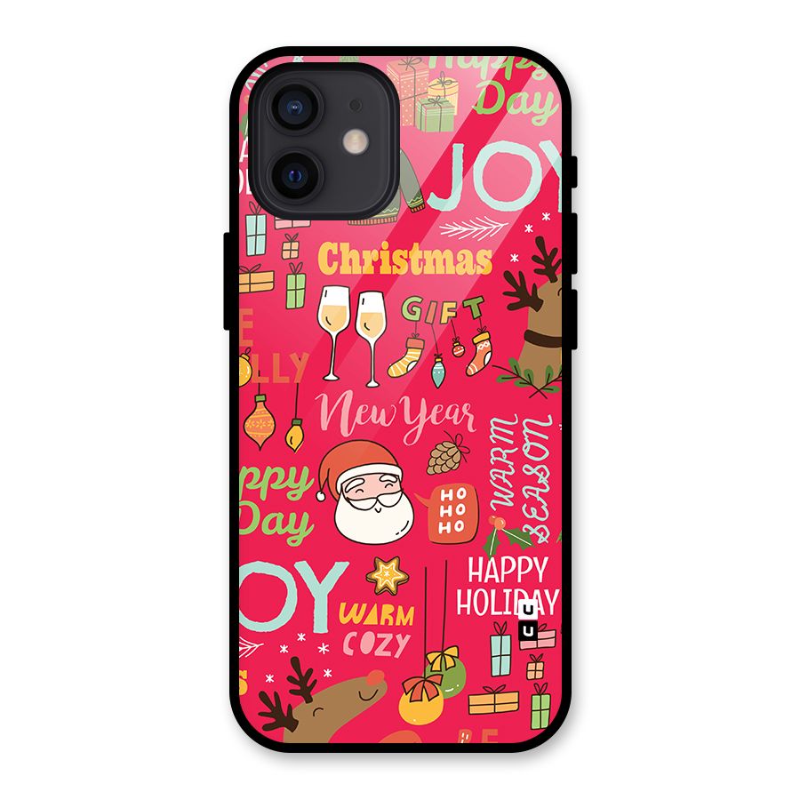 Christmas Joy Happy Day Glass Back Case for iPhone 12