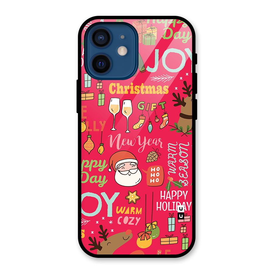 Christmas Joy Happy Day Glass Back Case for iPhone 12 Mini