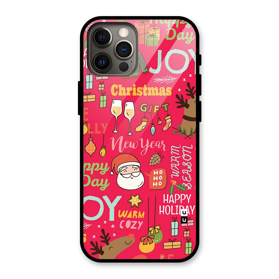 Christmas Joy Happy Day Glass Back Case for iPhone 12 Pro