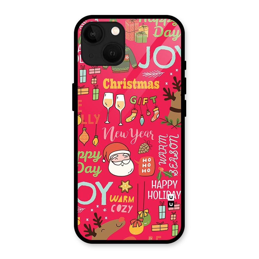 Christmas Joy Happy Day Glass Back Case for iPhone 13