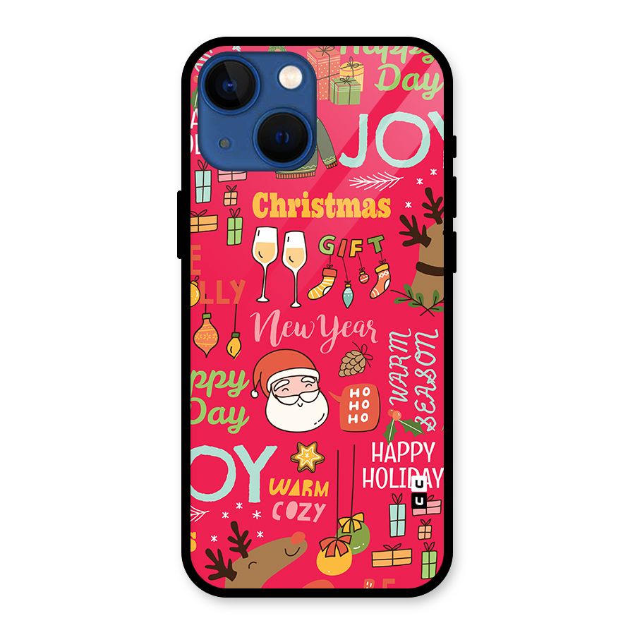 Christmas Joy Happy Day Glass Back Case for iPhone 13 Mini