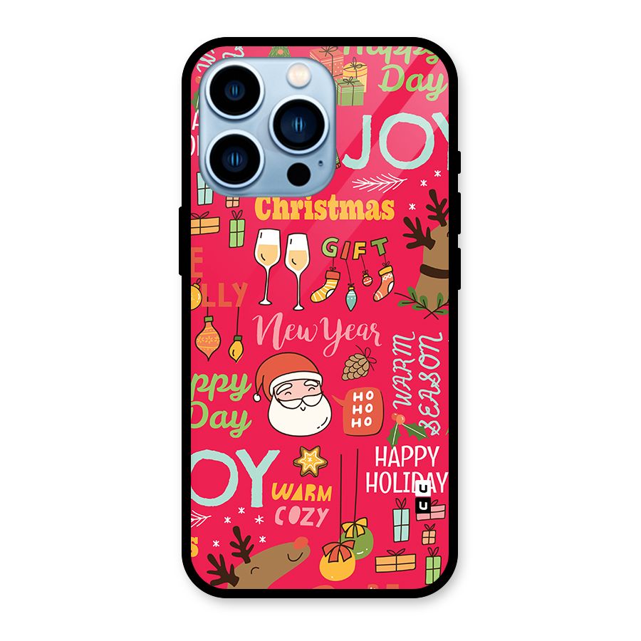 Christmas Joy Happy Day Glass Back Case for iPhone 13 Pro