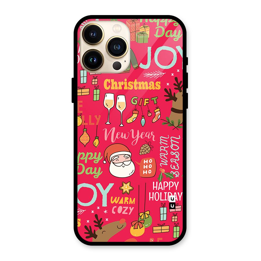 Christmas Joy Happy Day Glass Back Case for iPhone 13 Pro Max