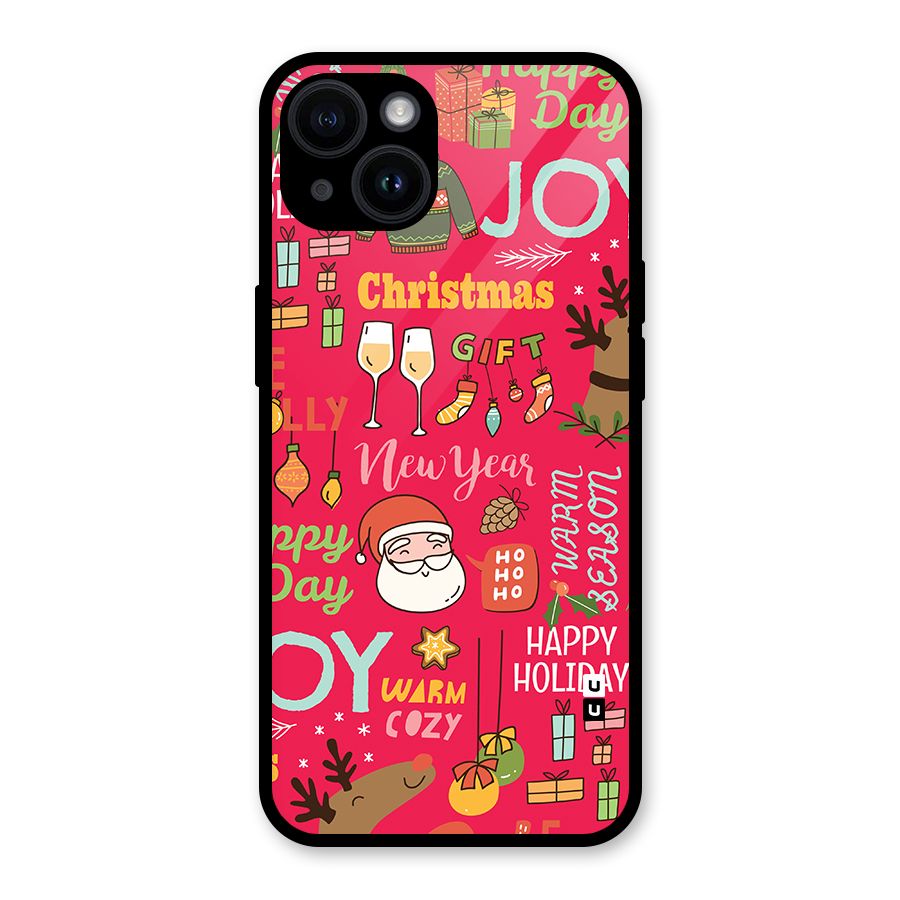 Christmas Joy Happy Day Glass Back Case for iPhone 14