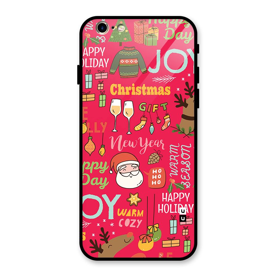 Christmas Joy Happy Day Glass Back Case for iPhone 6 6S
