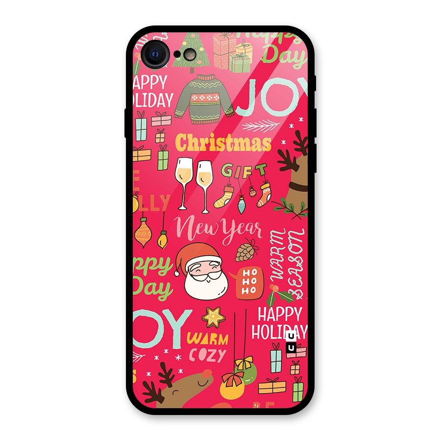 Christmas Joy Happy Day Glass Back Case for iPhone 7