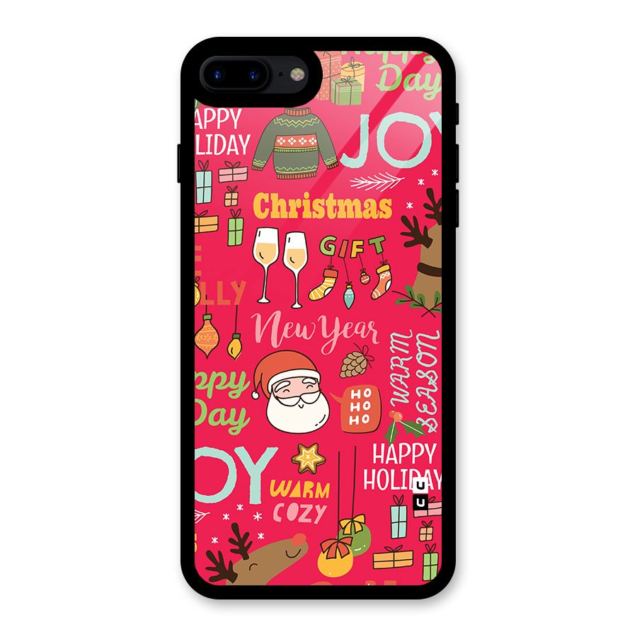 Christmas Joy Happy Day Glass Back Case for iPhone 7 Plus