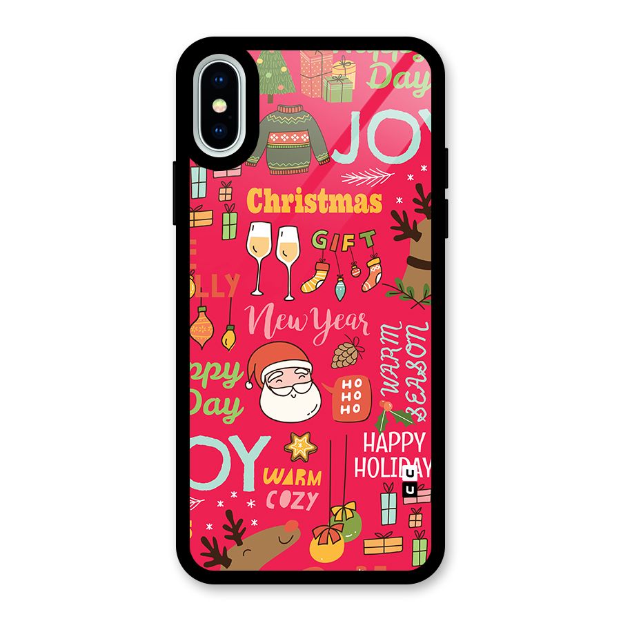 Christmas Joy Happy Day Glass Back Case for iPhone X