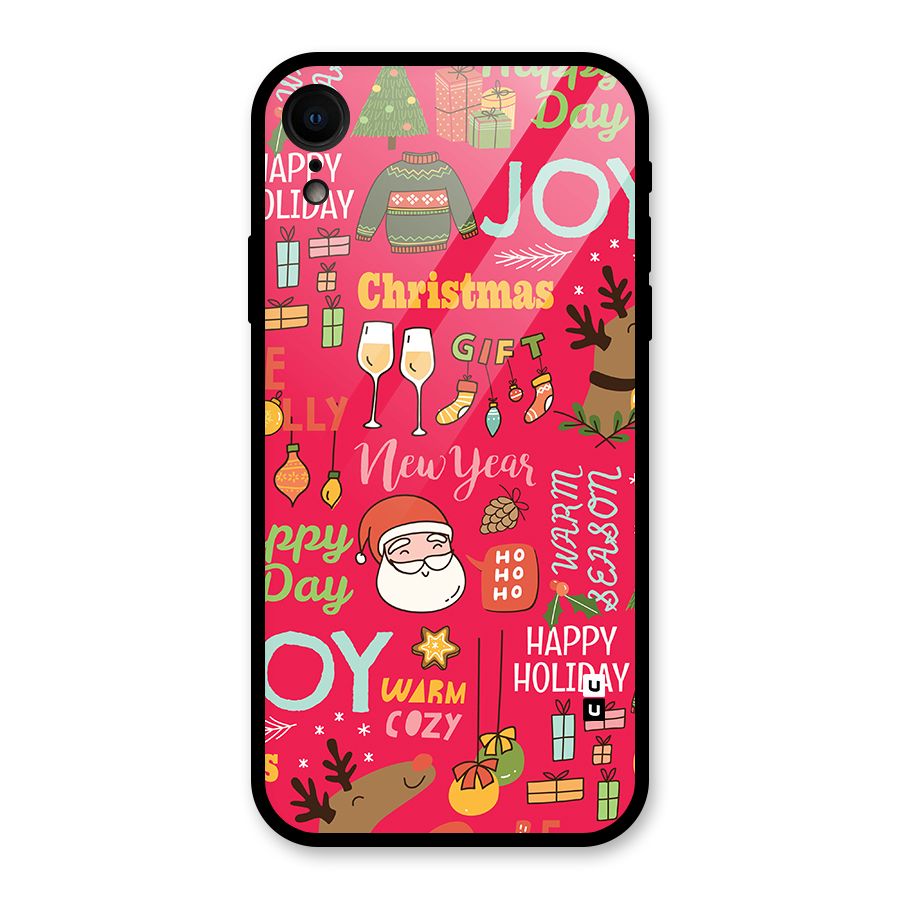 Christmas Joy Happy Day Glass Back Case for iPhone XR