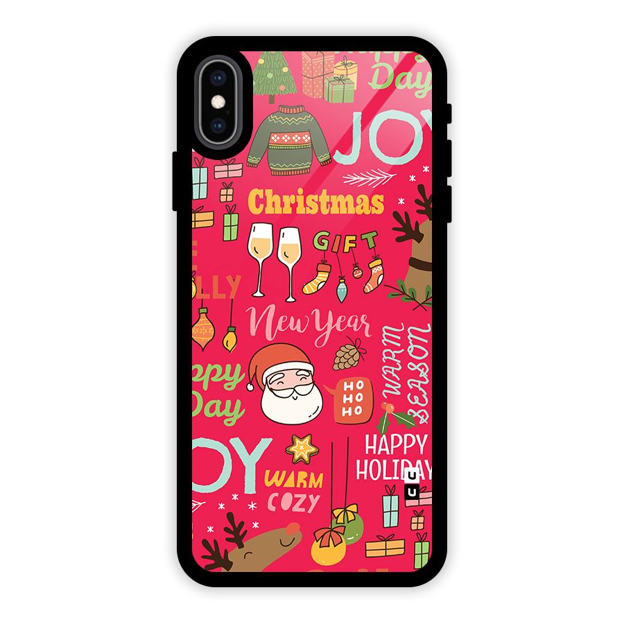 Christmas Joy Happy Day Glass Back Case for iPhone XS Max