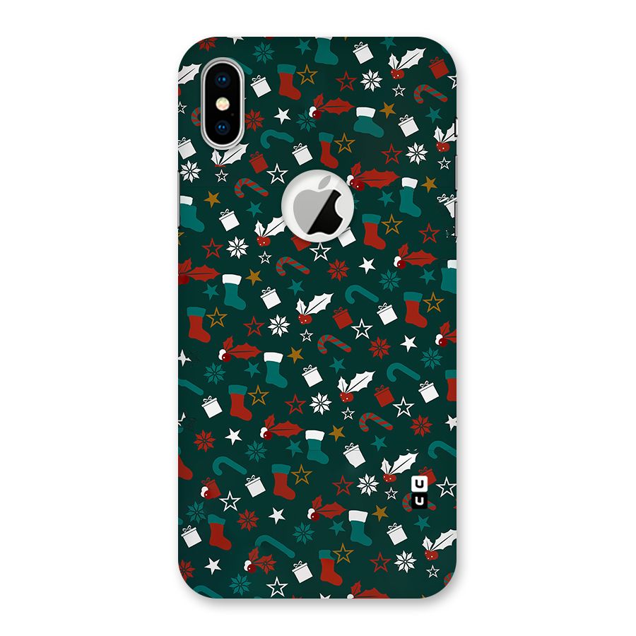 Christmas Pattern Design Back Case for iPhone X Logo Cut