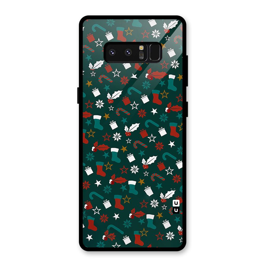 Christmas Pattern Design Glass Back Case for Galaxy Note 8