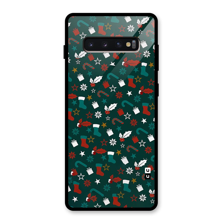 Christmas Pattern Design Glass Back Case for Galaxy S10 Plus
