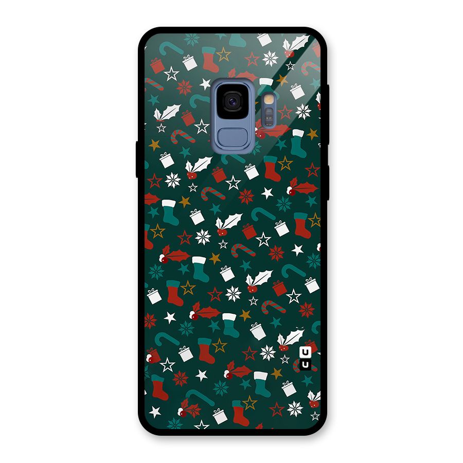 Christmas Pattern Design Glass Back Case for Galaxy S9