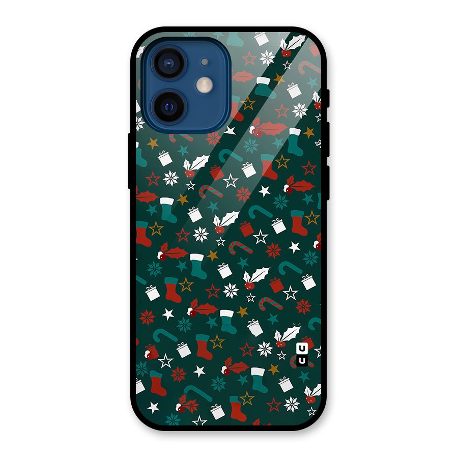 Christmas Pattern Design Glass Back Case for iPhone 12 Mini