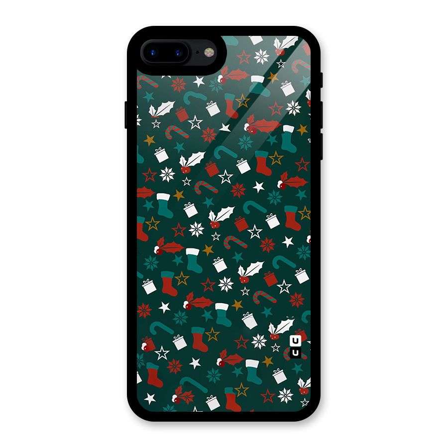 Christmas Pattern Design Glass Back Case for iPhone 7 Plus