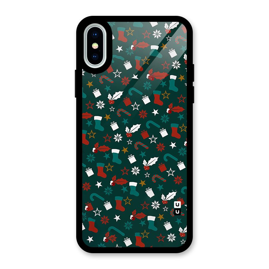 Christmas Pattern Design Glass Back Case for iPhone XS