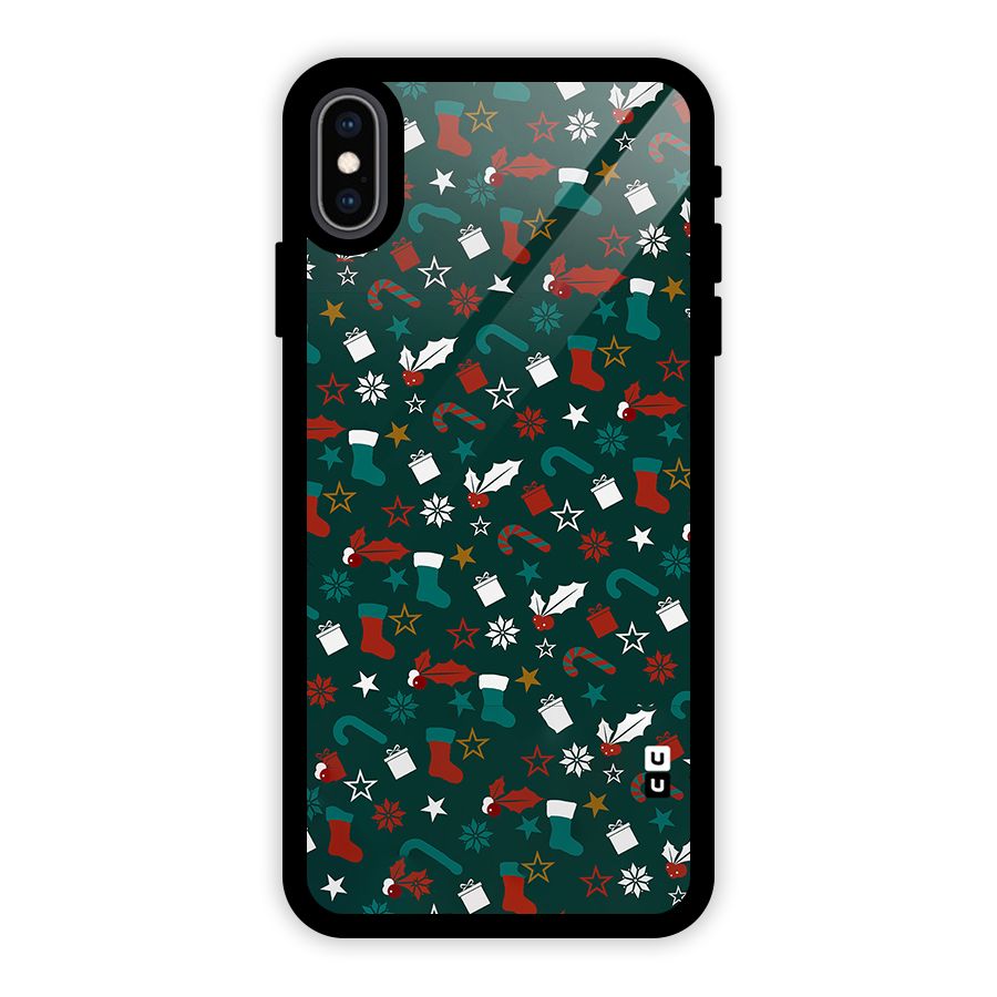 Christmas Pattern Design Glass Back Case for iPhone XS Max