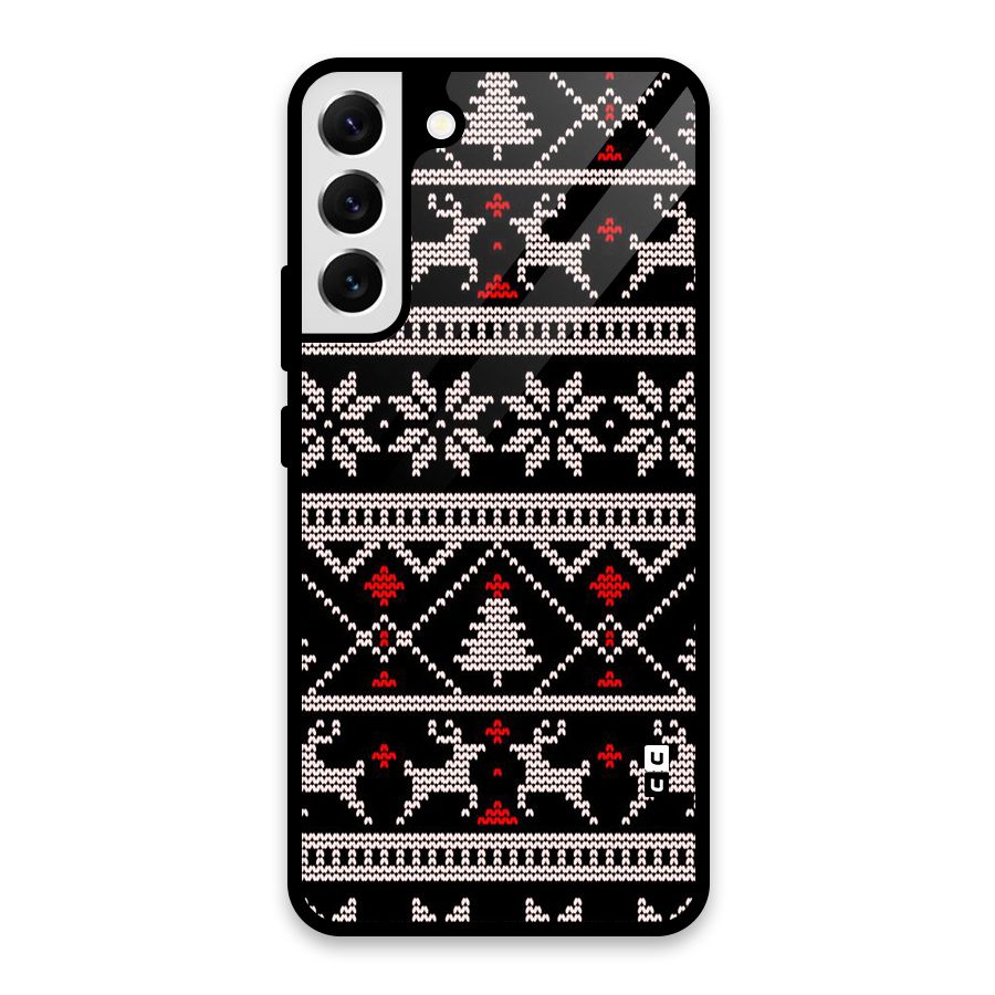 Christmas Seamless Aztec Glass Back Case for Galaxy S22 Plus 5G