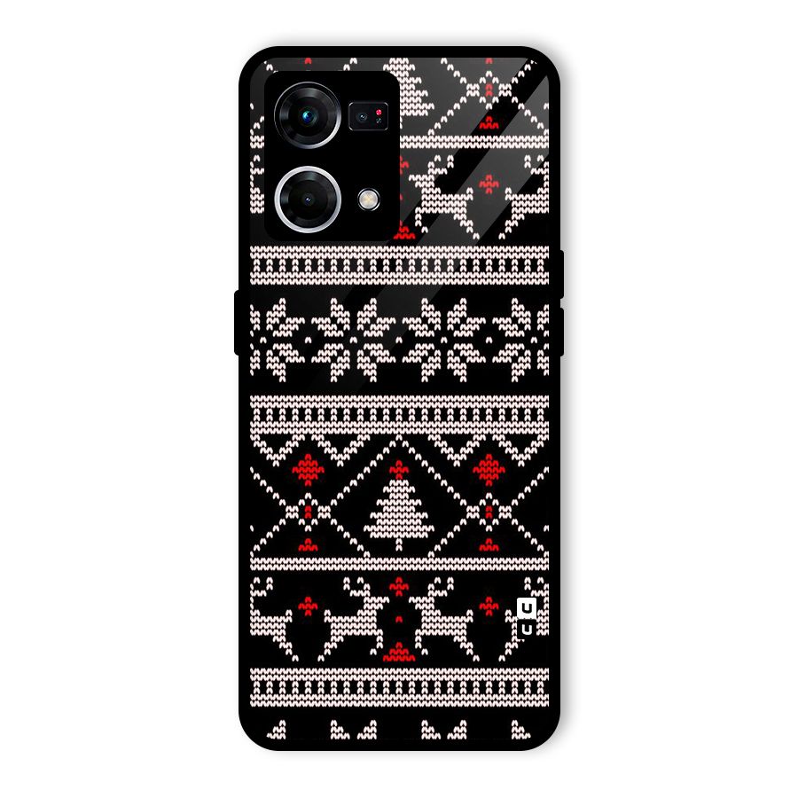 Christmas Seamless Aztec Glass Back Case for Oppo F21s Pro 4G
