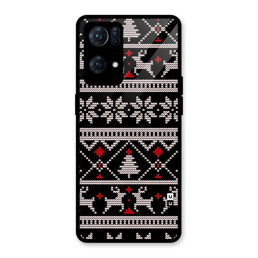 Christmas Seamless Aztec Glass Back Case for Oppo Reno7 Pro 5G