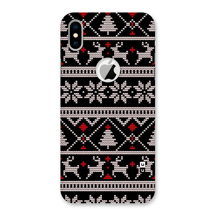 Christmas Seamless Aztec Pattern Back Case for iPhone X Logo Cut