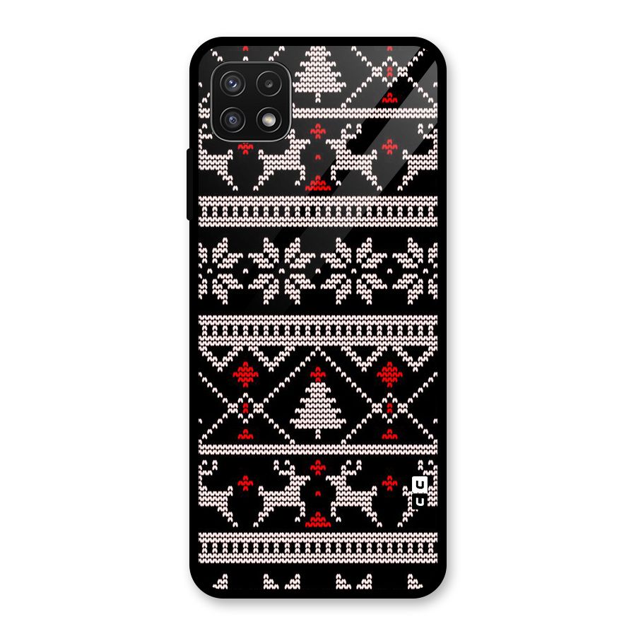 Christmas Seamless Aztec Pattern Glass Back Case for Galaxy A22 5G