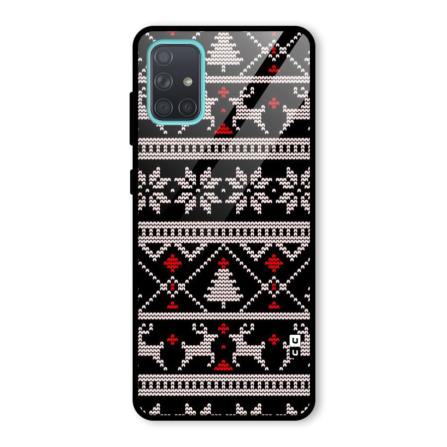 Christmas Seamless Aztec Pattern Glass Back Case for Galaxy A71