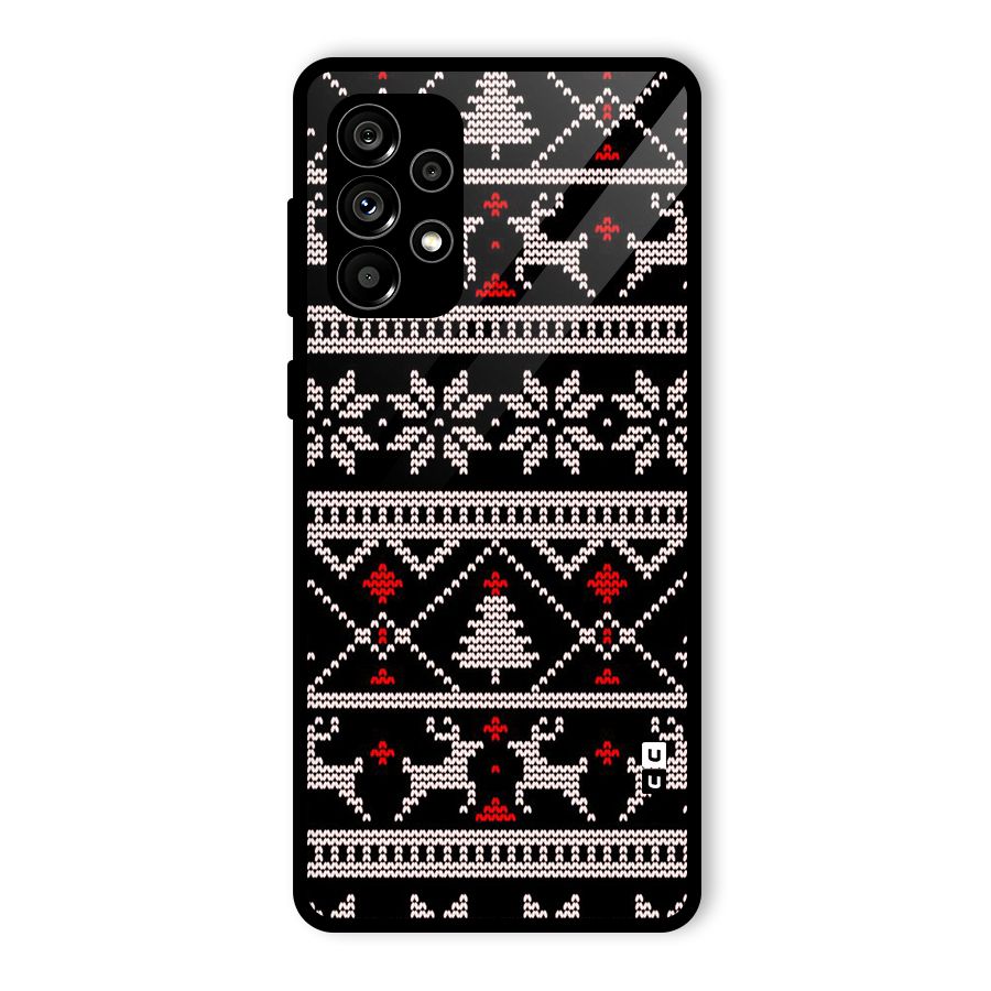 Christmas Seamless Aztec Pattern Glass Back Case for Galaxy A73 5G