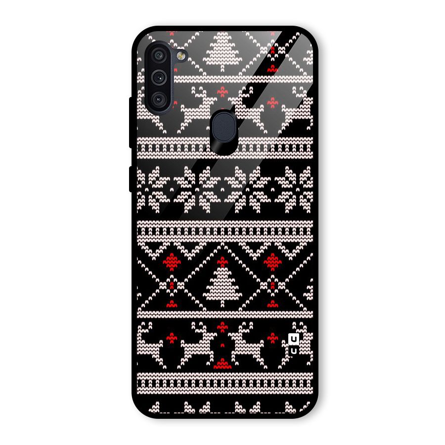 Christmas Seamless Aztec Pattern Glass Back Case for Galaxy M11