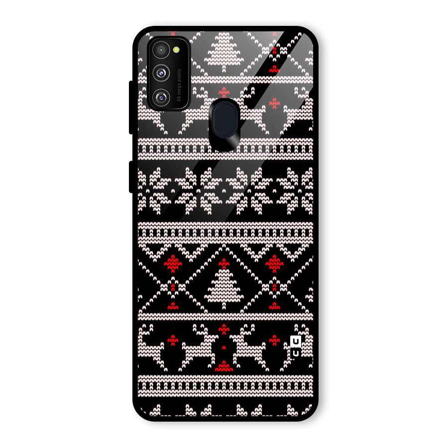 Christmas Seamless Aztec Pattern Glass Back Case for Galaxy M30s