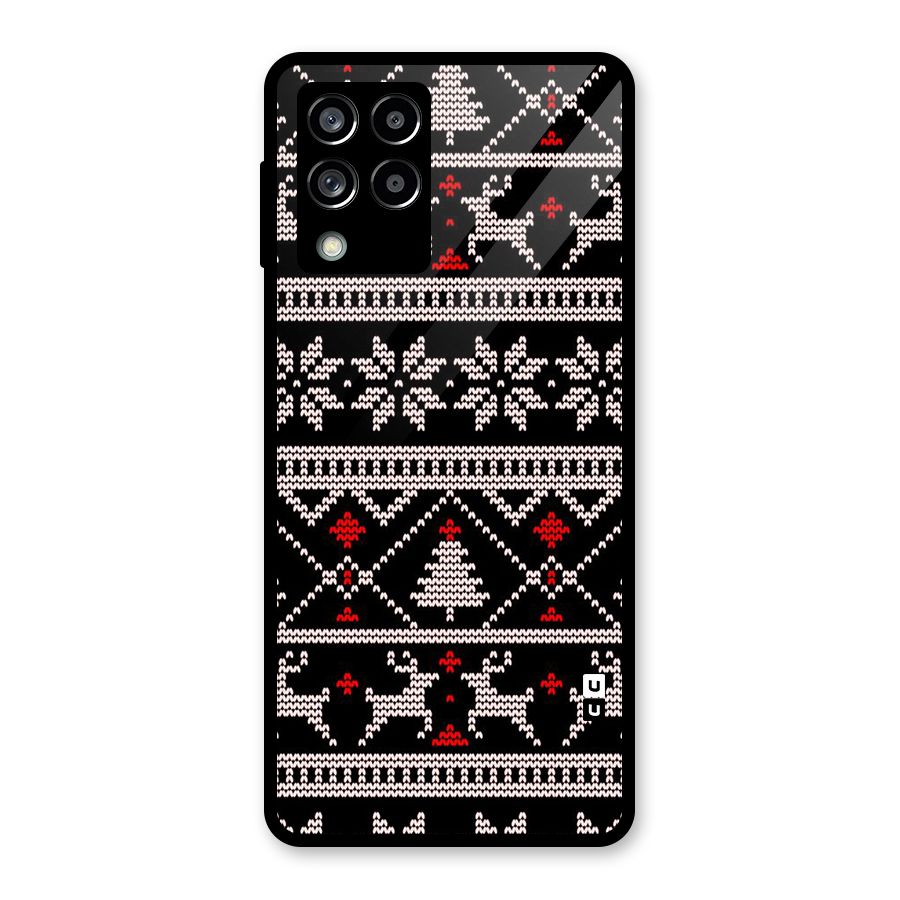 Christmas Seamless Aztec Pattern Glass Back Case for Galaxy M53 5G