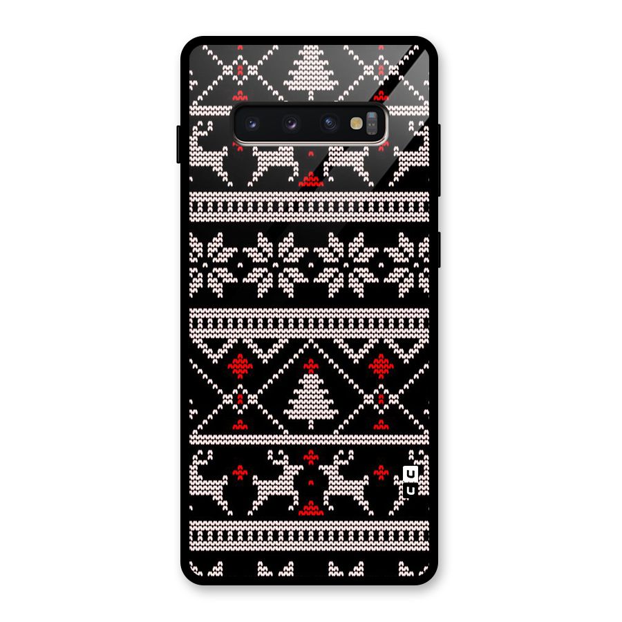 Christmas Seamless Aztec Pattern Glass Back Case for Galaxy S10 Plus