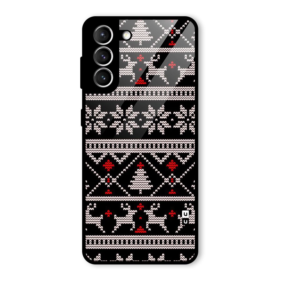 Christmas Seamless Aztec Pattern Glass Back Case for Galaxy S21 5G