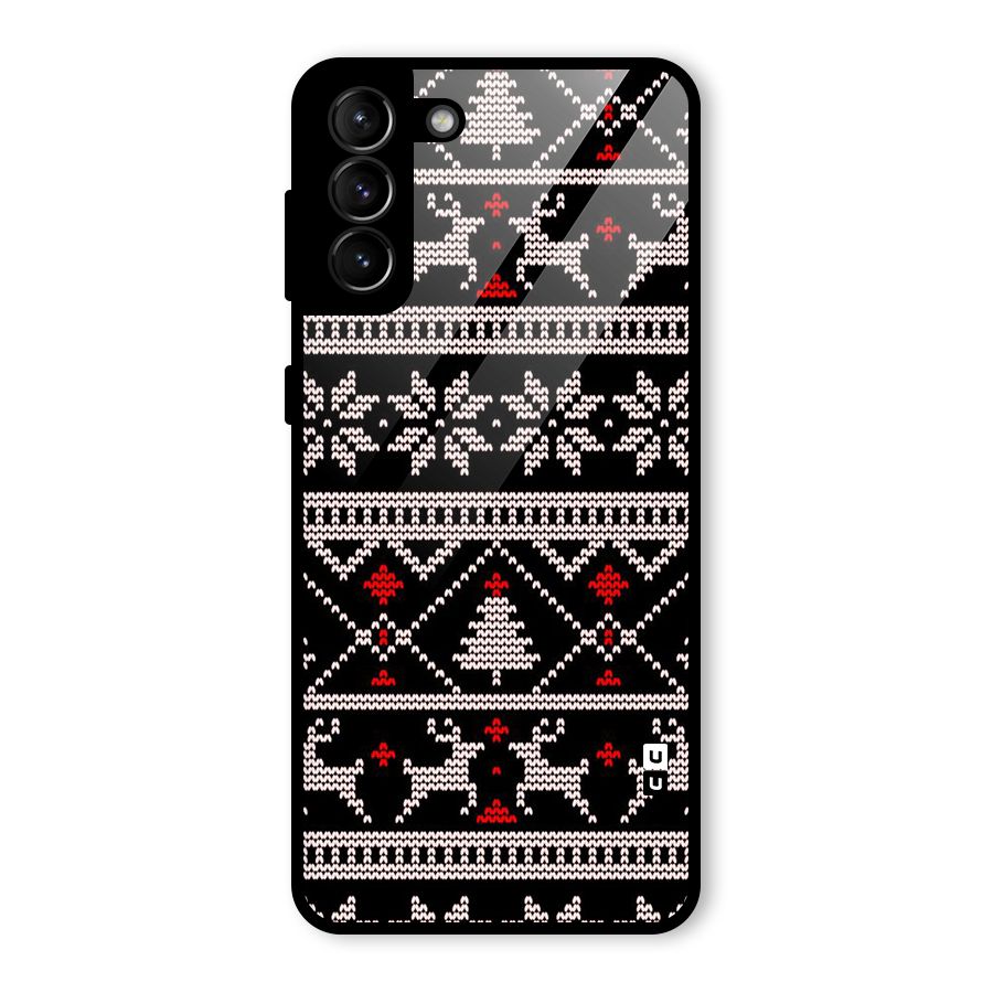 Christmas Seamless Aztec Pattern Glass Back Case for Galaxy S21 Plus