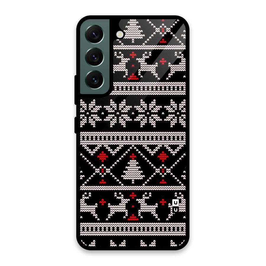 Christmas Seamless Aztec Pattern Glass Back Case for Galaxy S22 5G