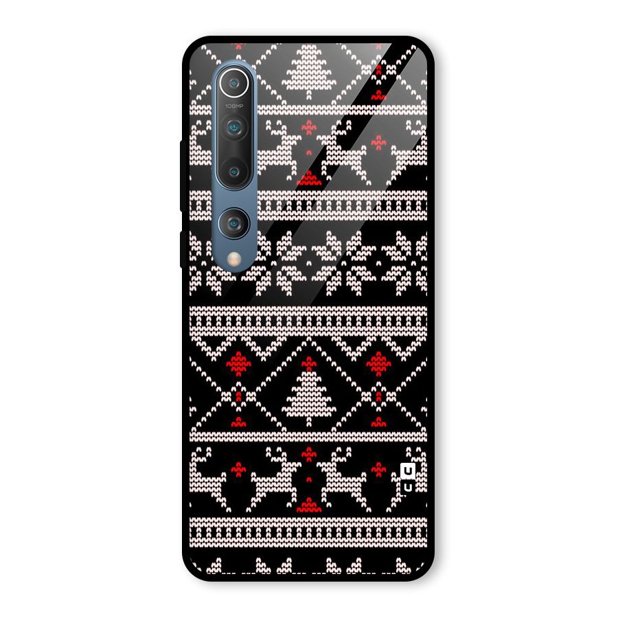 Christmas Seamless Aztec Pattern Glass Back Case for Mi 10