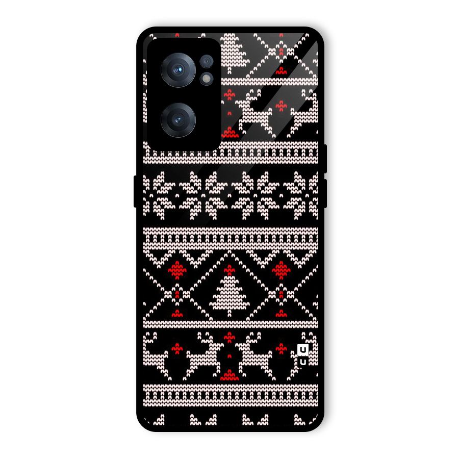 Christmas Seamless Aztec Pattern Glass Back Case for OnePlus Nord CE 2 5G