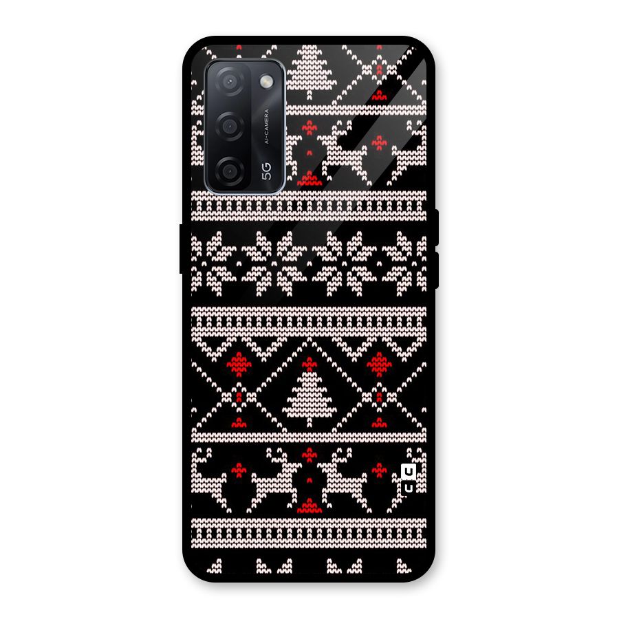 Christmas Seamless Aztec Pattern Glass Back Case for Oppo A53s 5G