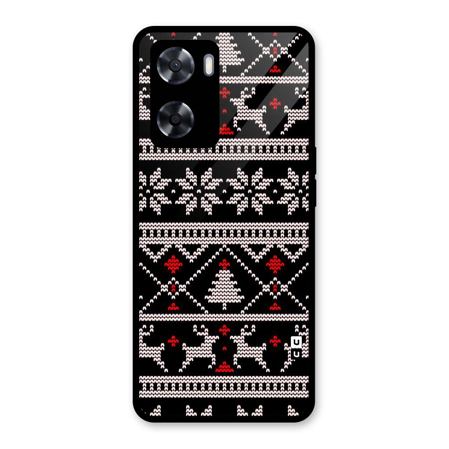 Christmas Seamless Aztec Pattern Glass Back Case for Oppo A57 2022