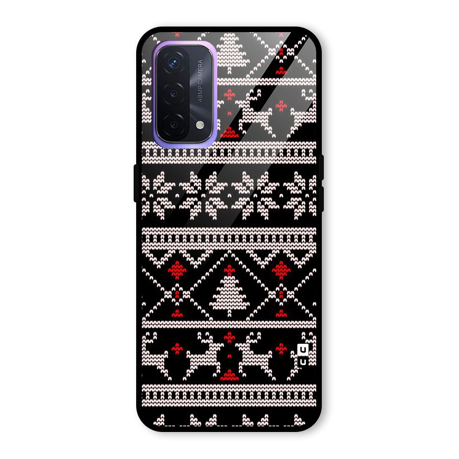 Christmas Seamless Aztec Pattern Glass Back Case for Oppo A74 5G