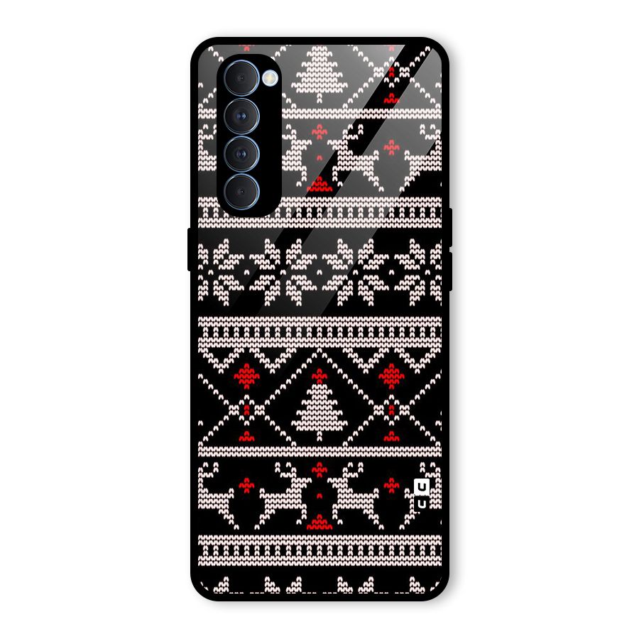 Christmas Seamless Aztec Pattern Glass Back Case for Oppo Reno4 Pro