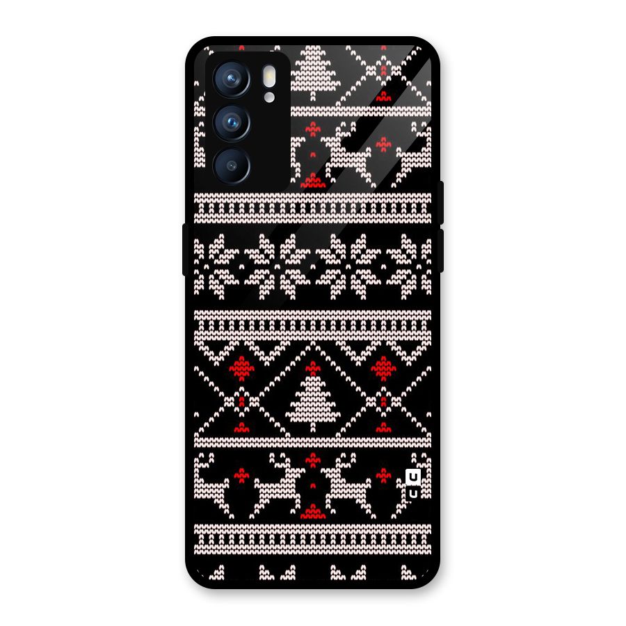 Christmas Seamless Aztec Pattern Glass Back Case for Oppo Reno6 5G
